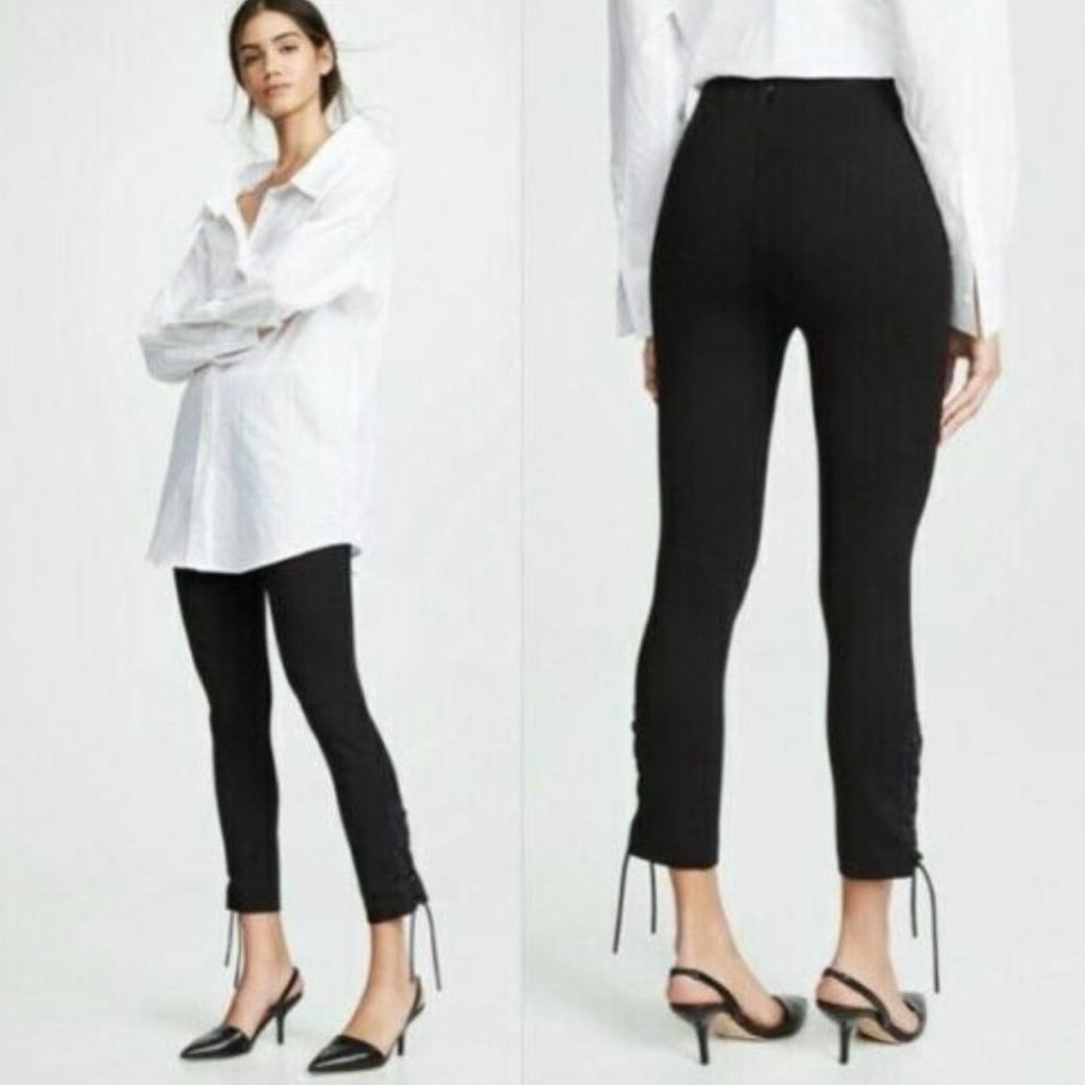rag & bone Simone Stretch Lace-up Ankle Pants Skinny Black